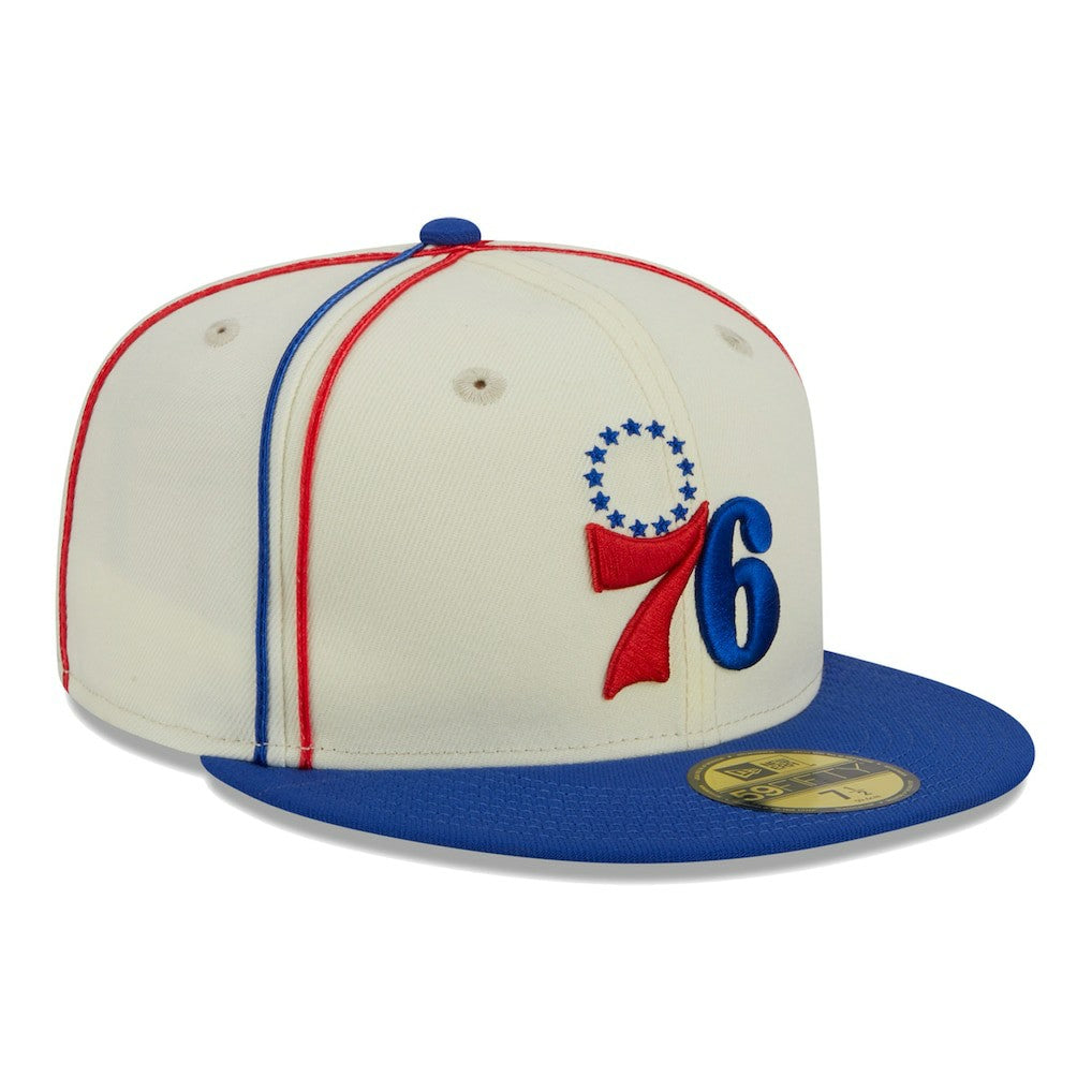 Philadelphia 76ers Piping 2-Tone 59FIFTY Fitted Hat Cream/Royal | New Era online