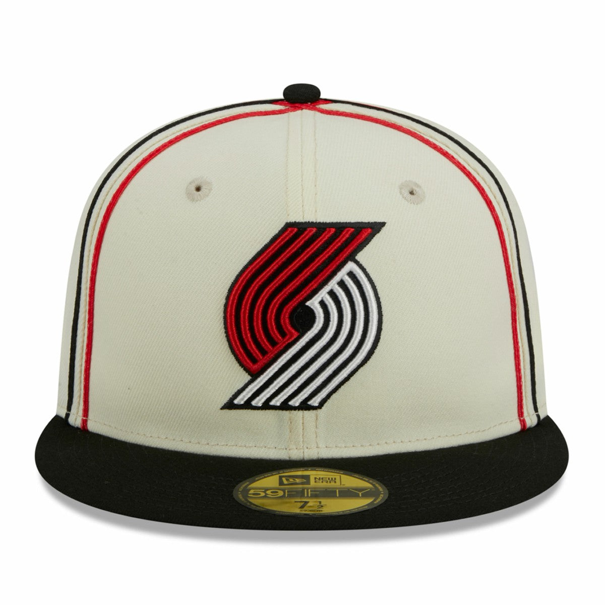 Portland Trail Blazers Piping 2-Tone 59FIFTY Fitted Hat Cream/Black | New Era for sale