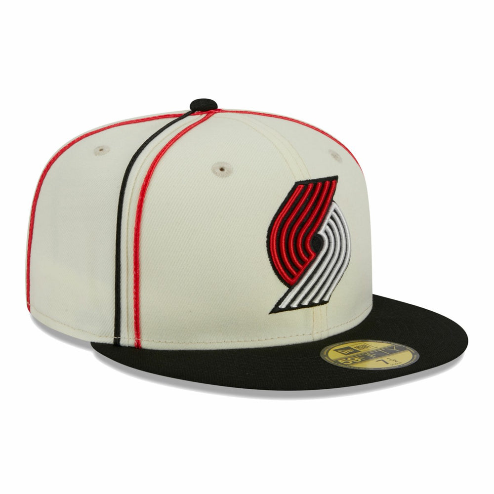Portland Trail Blazers Piping 2-Tone 59FIFTY Fitted Hat Cream/Black | New Era for sale