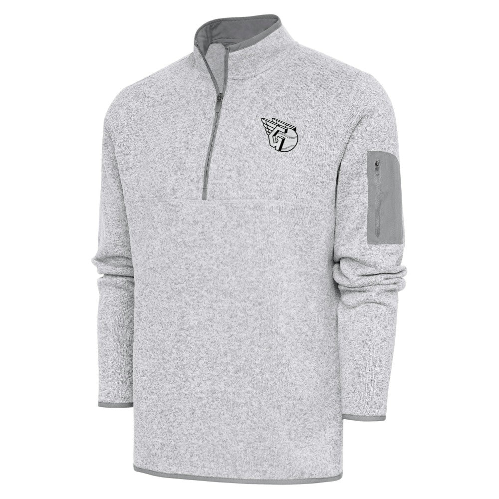 Cleveland Guardians Antigua Metallic Fortune Quarter-Zip Pullover Jacket - Pewter - MLB Sale