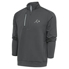 Atlanta Braves Antigua Metallic Generation Quarter-Zip Pullover Top - Gray - MLB Lifestyle