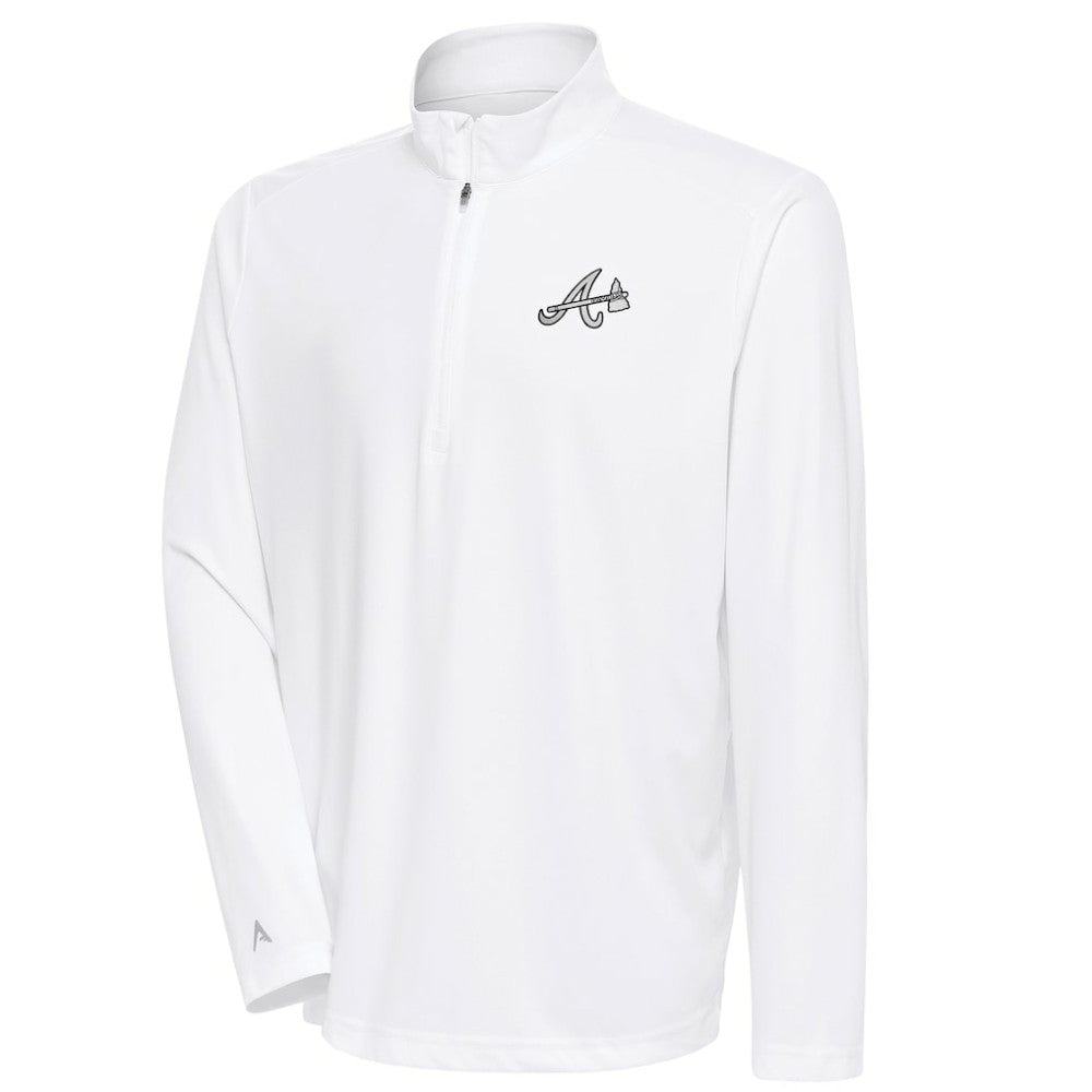 Atlanta Braves Antigua Metallic Tribute Quarter-Zip Top - White - MLB Online