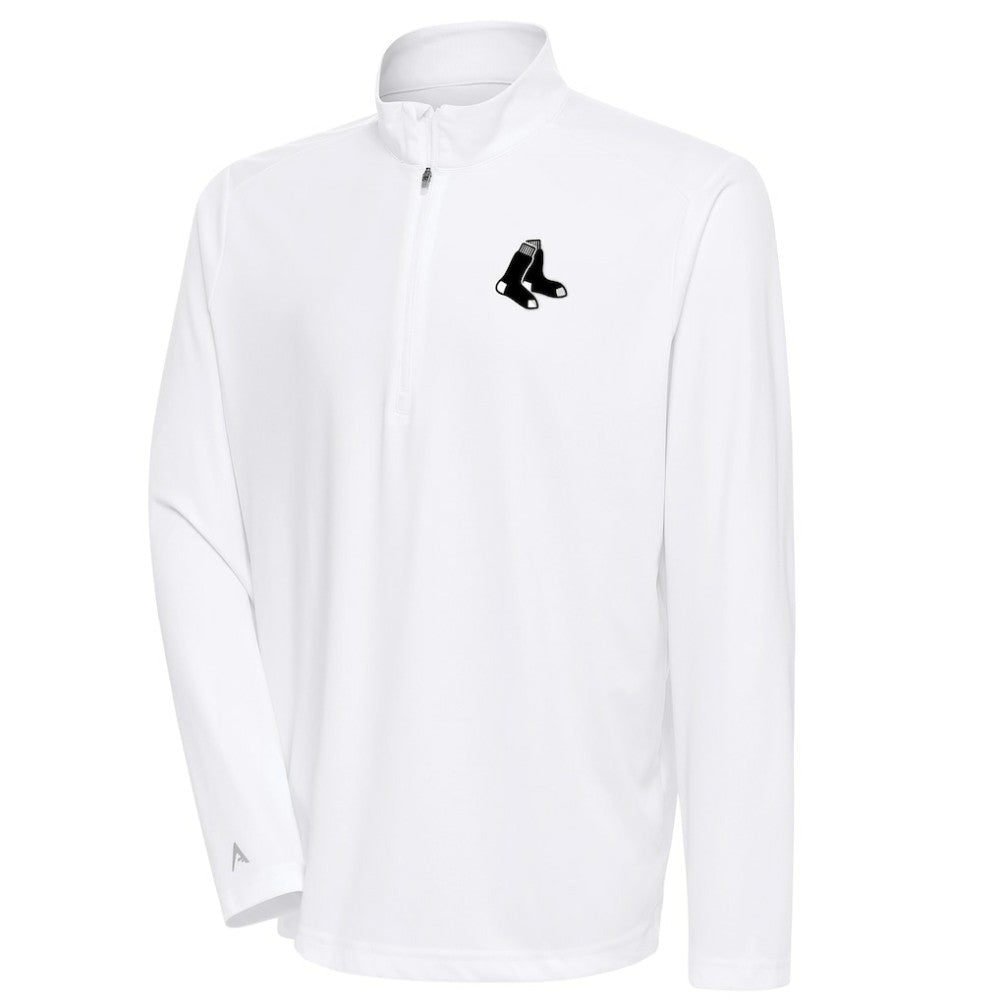 Boston Red Sox Antigua Metallic Tribute Quarter-Zip Top - White - MLB Discount