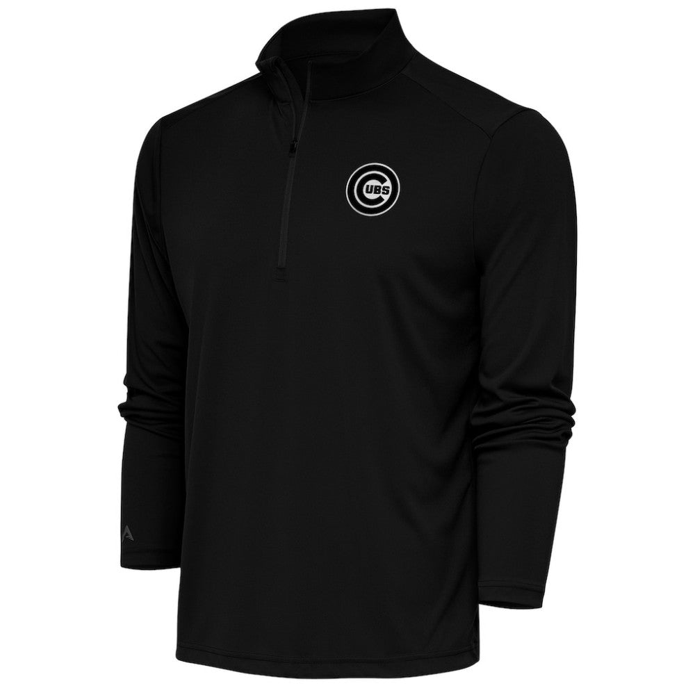 Chicago Cubs Antigua Metallic Tribute Quarter-Zip Top - Black - MLB Discount