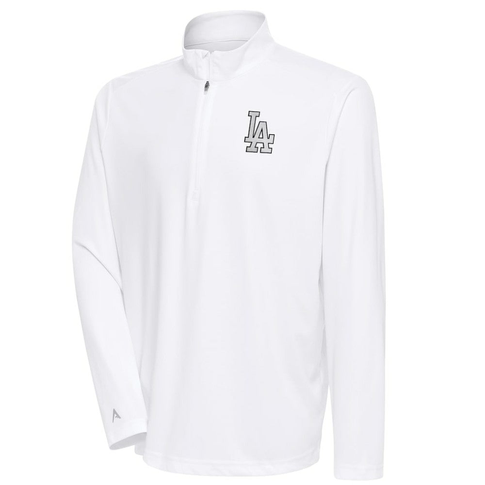 Los Angeles Dodgers Antigua Metallic Tribute Quarter-Zip Top - White - MLB Lifestyle
