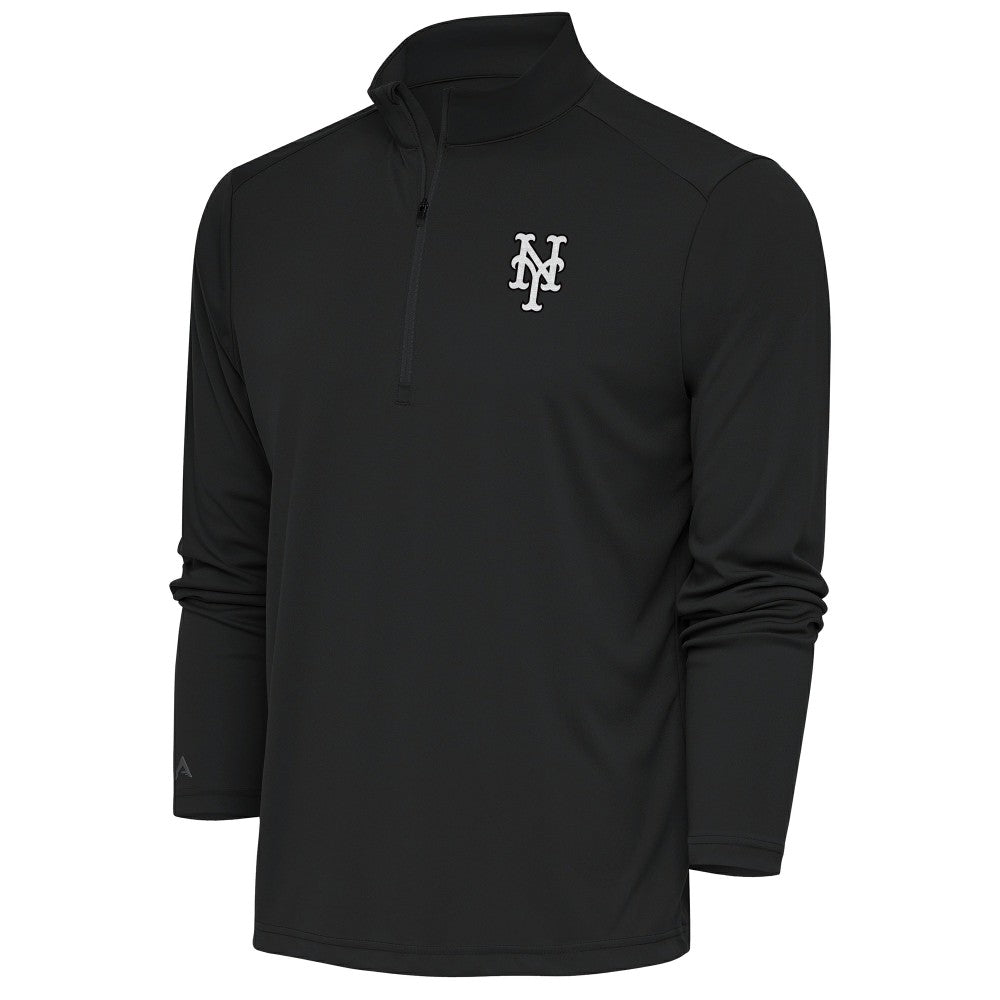 New York Mets Antigua Metallic Tribute Quarter-Zip Top - Charcoal - MLB Discount