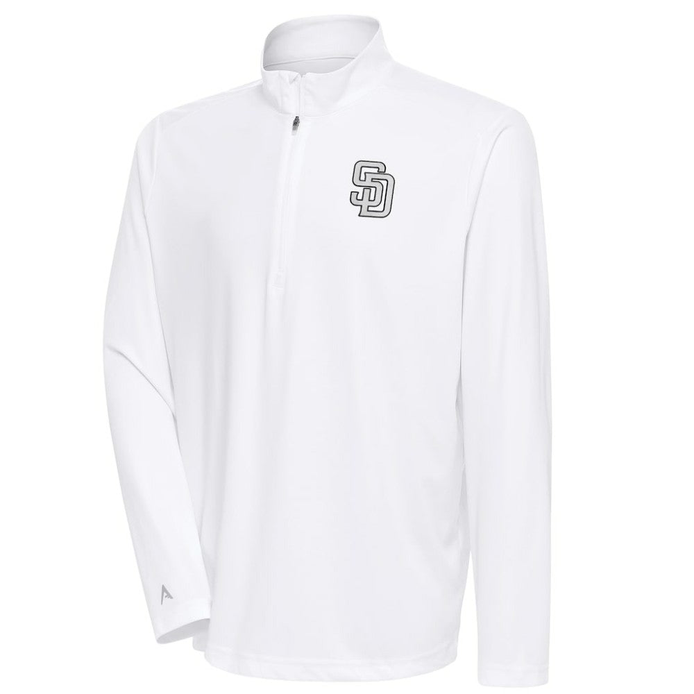 San Diego Padres Antigua Metallic Tribute Quarter-Zip Top - White - MLB Online