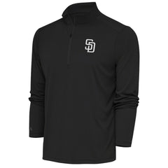San Diego Padres Antigua Metallic Tribute Quarter-Zip Top - Charcoal - MLB Lifestyle