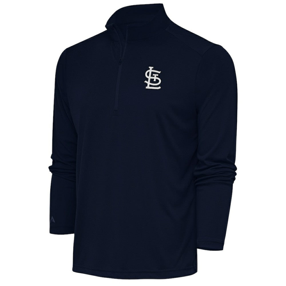 St. Louis Cardinals Antigua Metallic Tribute Quarter-Zip Top - Navy - MLB Lifestyle
