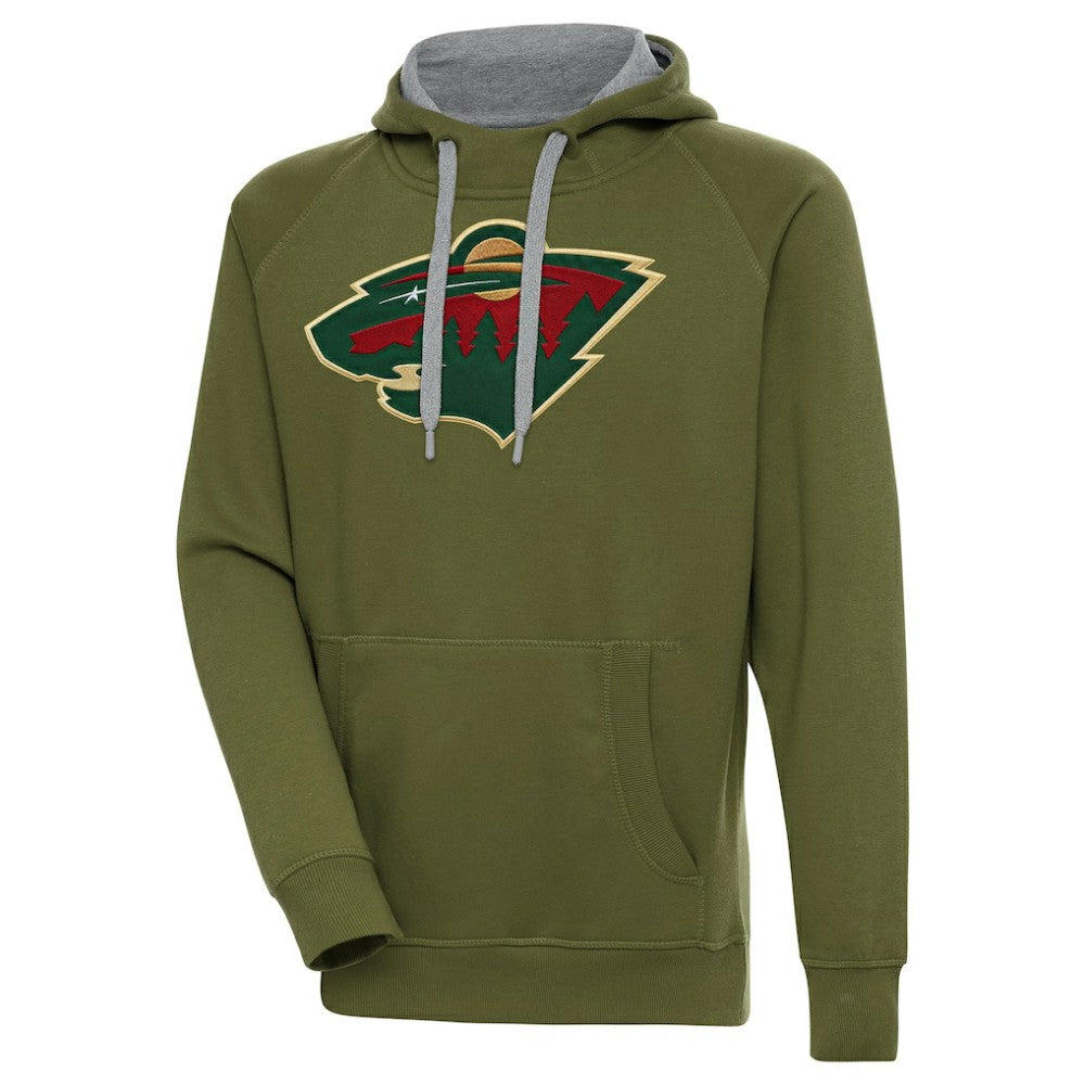 Minnesota Wild Antigua Victory Pullover Hoodie - Olive - NHL 200069234