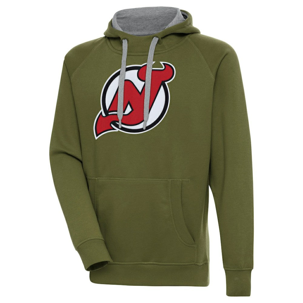 New Jersey Devils Antigua Victory Pullover Hoodie - Olive - NHL 200069246