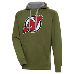 New Jersey Devils Antigua Victory Pullover Hoodie - Olive - NHL 200069246