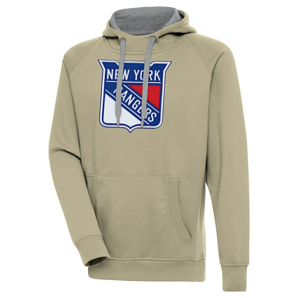 New York Rangers Antigua Victory Pullover Hoodie - Khaki - NHL 200069253