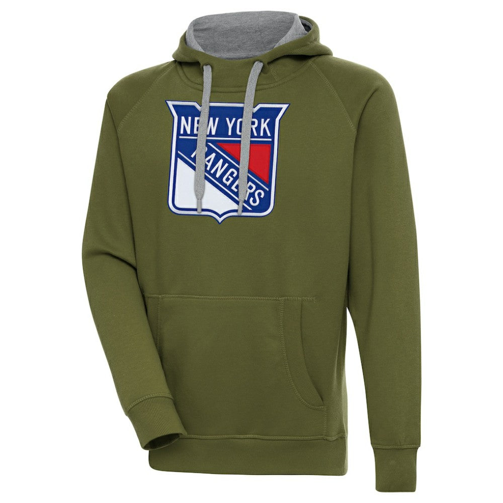 New York Rangers Antigua Victory Pullover Hoodie - Olive - NHL 200069254