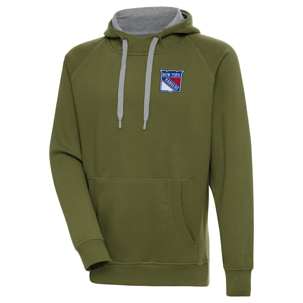 New York Rangers Antigua Victory Pullover Hoodie - Olive - NHL 200069256