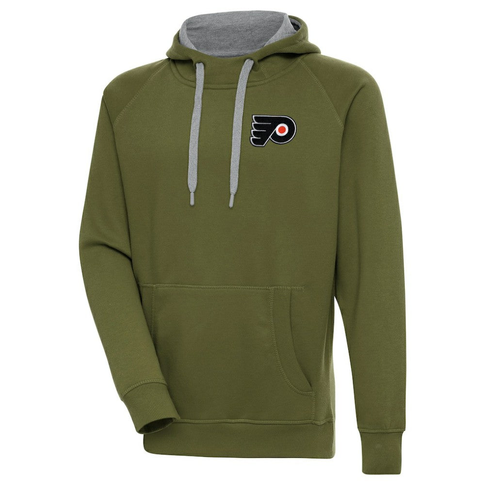 Philadelphia Flyers Antigua Victory Pullover Hoodie - Olive - NHL 200069264