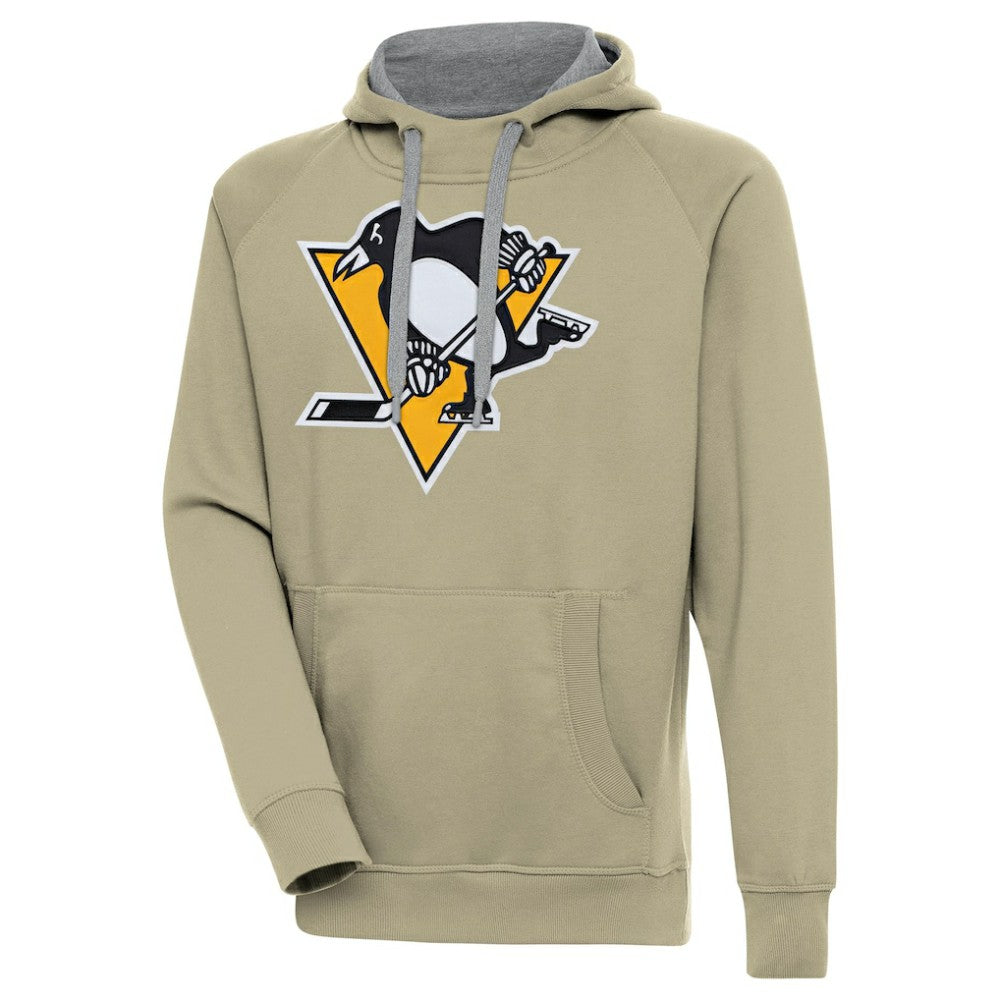 Pittsburgh Penguins Antigua Victory Pullover Hoodie - Khaki - NHL 200069265