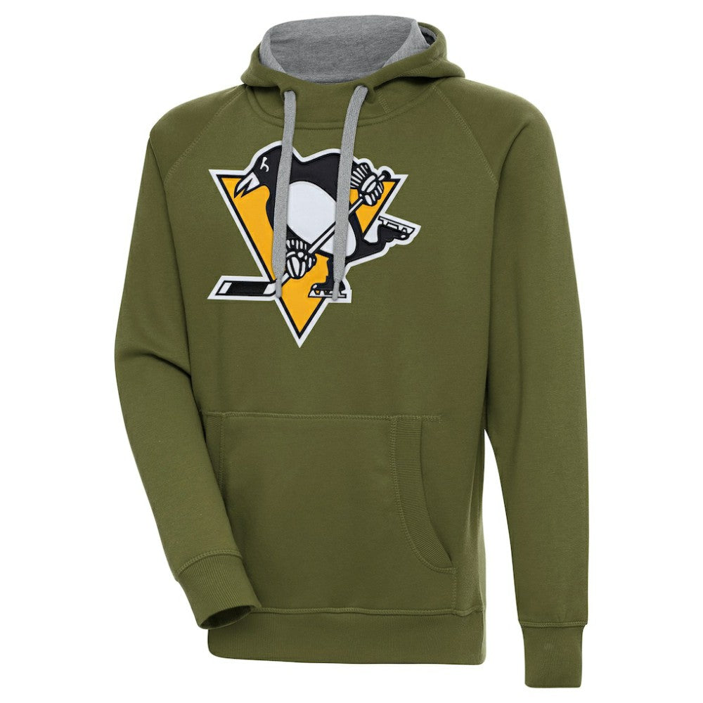 Pittsburgh Penguins Antigua Victory Pullover Hoodie - Olive - NHL 200069266