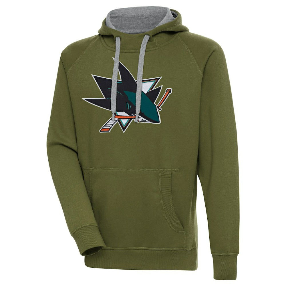 San Jose Sharks Antigua Victory Pullover Hoodie - Olive - NHL 200069270