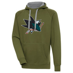 San Jose Sharks Antigua Victory Pullover Hoodie - Olive - NHL 200069270