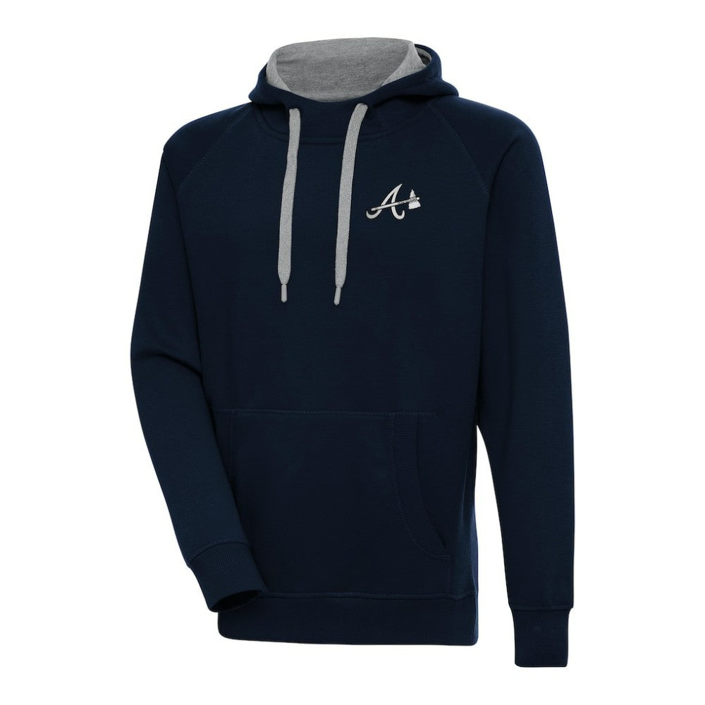 Atlanta Braves Antigua Metallic Victory Pullover Hoodie - Navy - MLB Discount