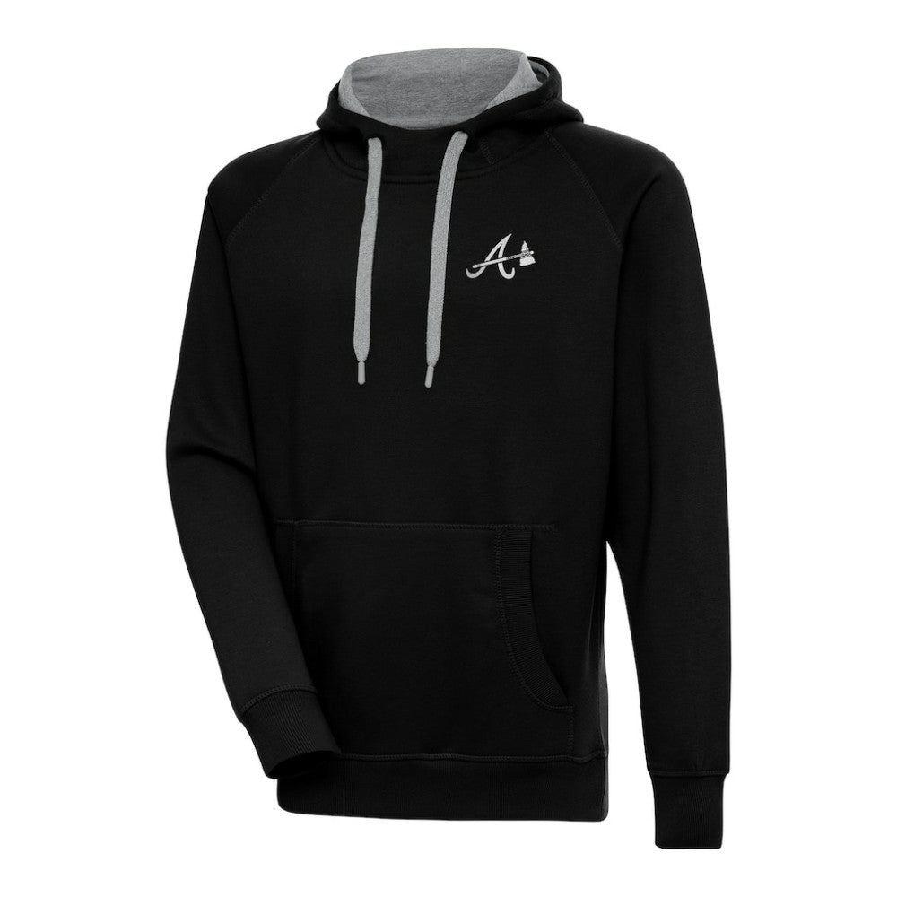 Atlanta Braves Antigua Metallic Victory Pullover Hoodie - Black - MLB on Sale