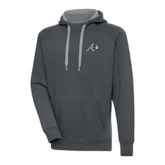 Atlanta Braves Antigua Metallic Victory Pullover Hoodie - Charcoal - MLB Discount