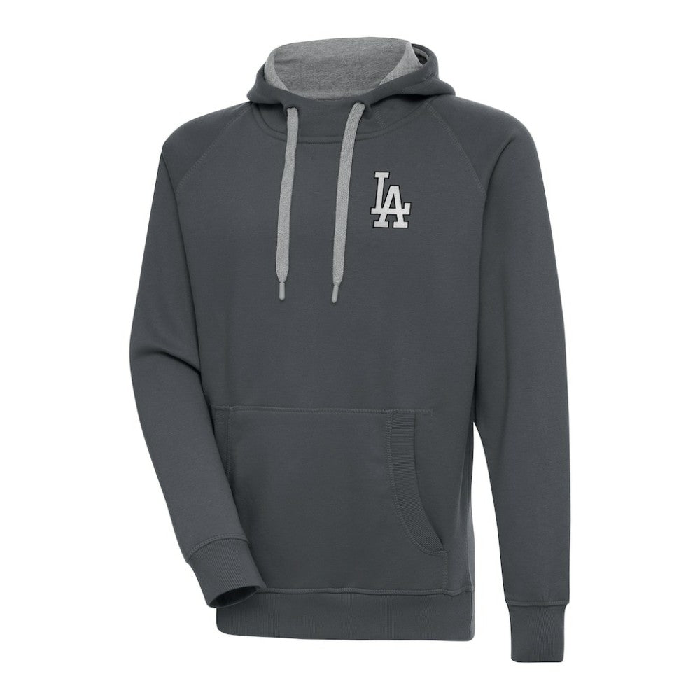Los Angeles Dodgers Antigua Metallic Victory Pullover Hoodie - Charcoal - MLB Discount