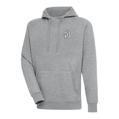 San Diego Padres Antigua Metallic Victory Pullover Hoodie - Heather Gray - MLB Lifestyle
