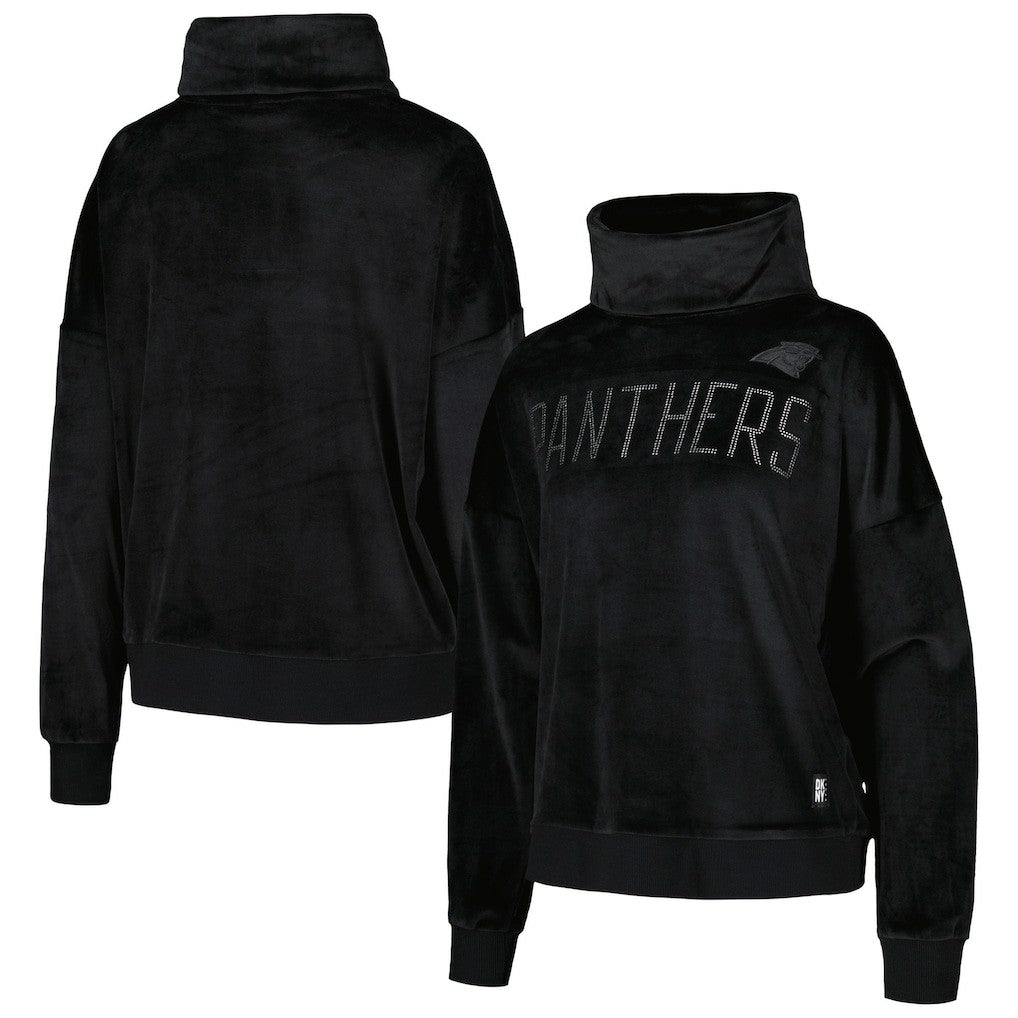 Carolina Panthers DKNY Sport Women's Deliliah Rhinestone Funnel Neck Pullover Sweatshirt Black