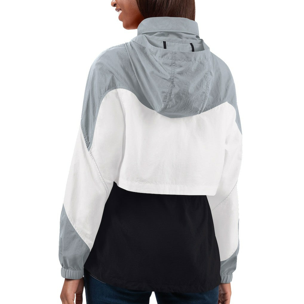 Las Vegas Raiders G-III 4Her by Carl Banks Women's Tie Breaker Lightweight Quarter-Zip Jacket Black/Silver