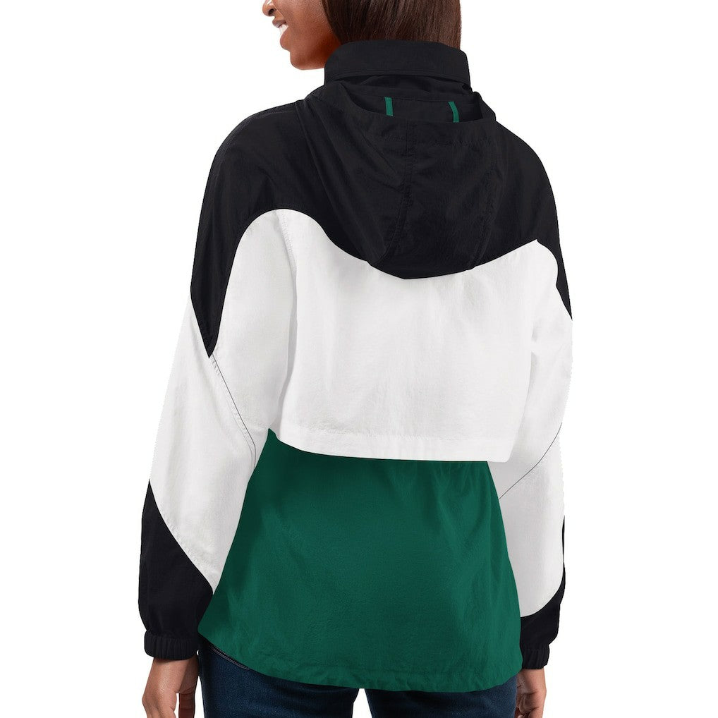 New York Jets G-III 4Her by Carl Banks Women's Tie Breaker Lightweight Quarter-Zip Jacket Green/Black
