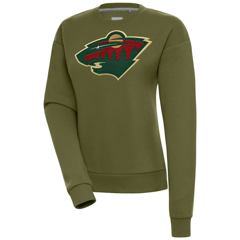 Minnesota Wild Antigua Women's Victory Pullover Sweatshirt - Olive - NHL 200070142
