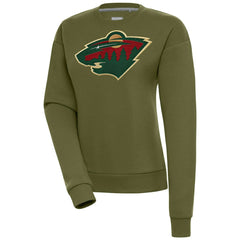 Minnesota Wild Antigua Women's Victory Pullover Sweatshirt - Olive - NHL 200070142