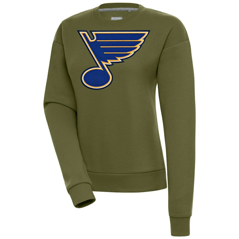 St. Louis Blues Antigua Women's Victory Pullover Sweatshirt - Olive - NHL 200070186