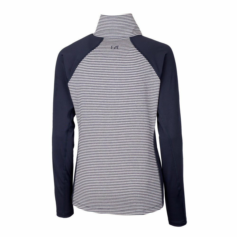 Milwaukee Brewers Cutter & Buck Women's DryTec Forge Tonal Stripe Half-Zip Top - Navy - MLB on Sale