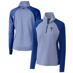Philadelphia Phillies Cutter & Buck Women's DryTec Forge Tonal Stripe Half-Zip Top - Royal - MLB Discount