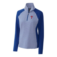 Philadelphia Phillies Cutter & Buck Women's DryTec Forge Tonal Stripe Half-Zip Top - Royal - MLB Discount