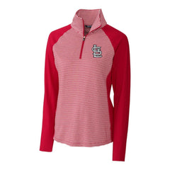 St. Louis Cardinals Cutter & Buck Women's DryTec Forge Tonal Stripe Half-Zip Top - Red - MLB Discount