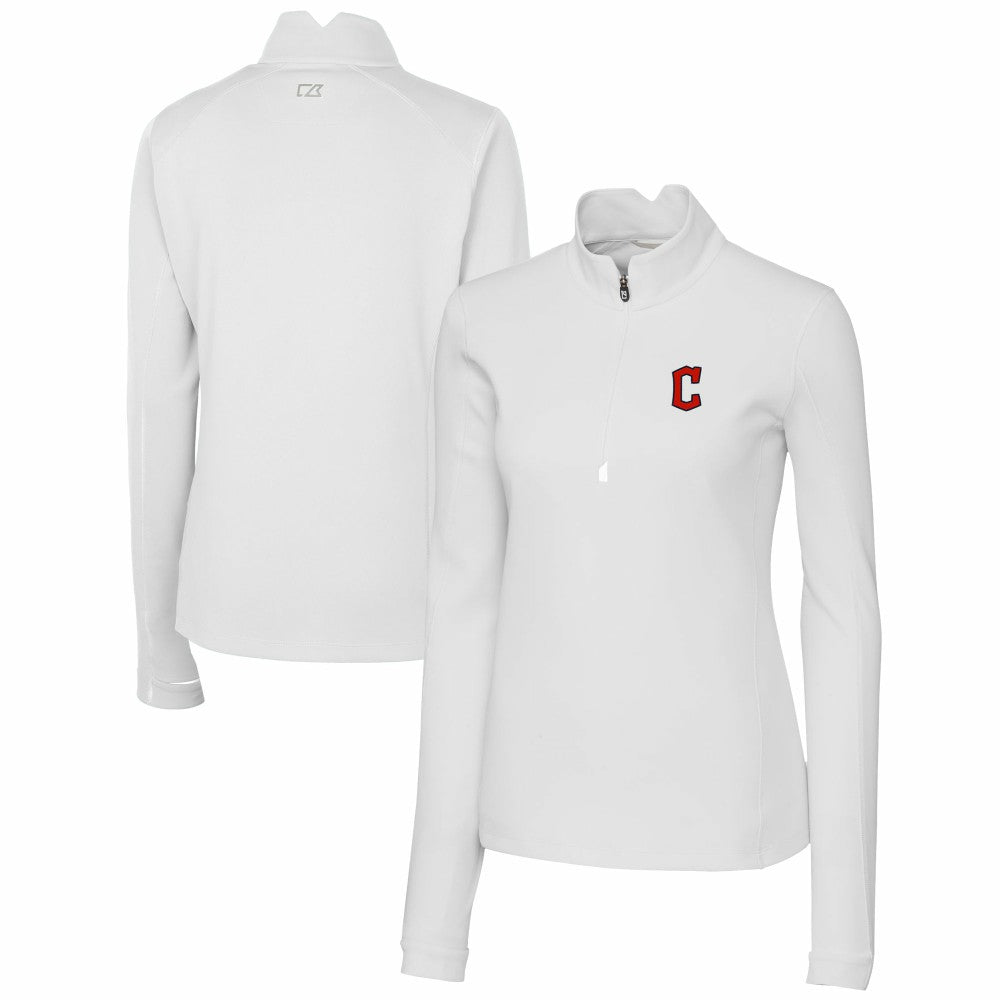 Cleveland Guardians Cutter & Buck Women's DryTec Traverse Stretch Quarter-Zip Pullover Top - White - MLB Sale