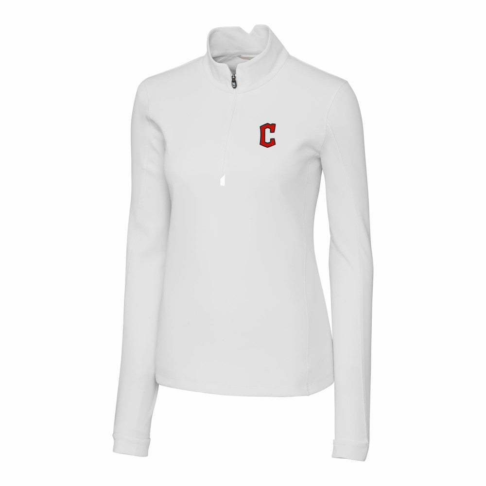 Cleveland Guardians Cutter & Buck Women's DryTec Traverse Stretch Quarter-Zip Pullover Top - White - MLB Sale