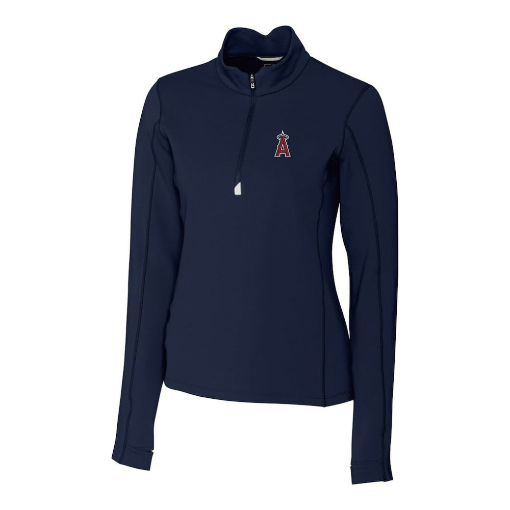 Los Angeles Angels Cutter & Buck Women's DryTec Traverse Stretch Quarter-Zip Pullover Top - Navy - MLB Online