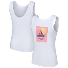 Chicago Cubs Lusso Style Women's Lindy Tank Top - White - MLB Discount