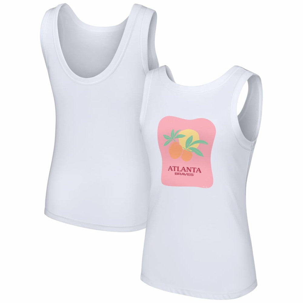 Atlanta Braves Lusso Style Women's Lindy Tank Top - White - MLB Lifestyle