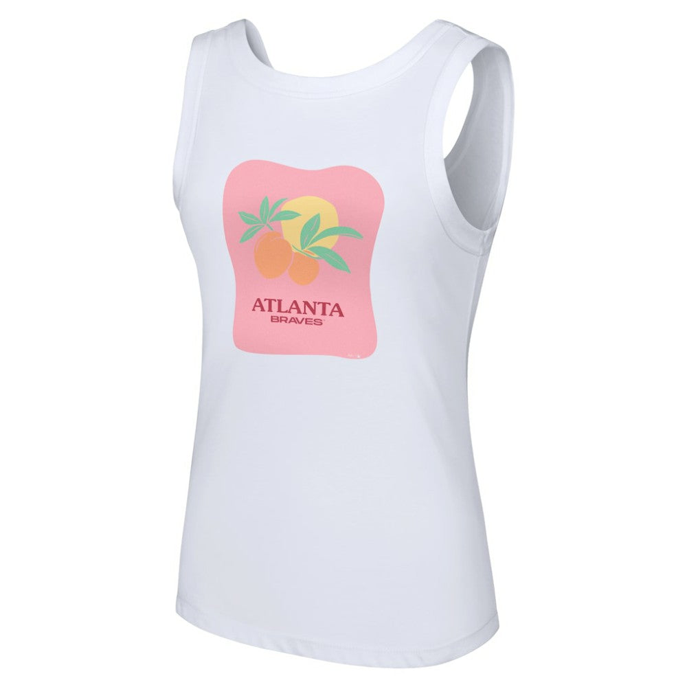 Atlanta Braves Lusso Style Women's Lindy Tank Top - White - MLB Lifestyle