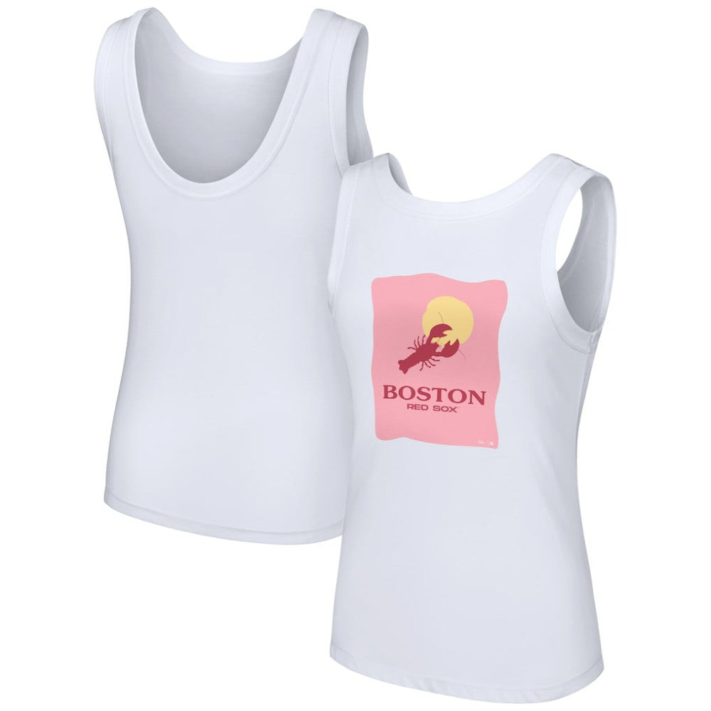 Boston Red Sox Lusso Style Women's Lindy Tank Top - White - MLB Lifestyle