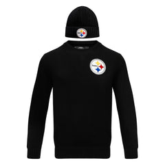 Pittsburgh Steelers Pro Standard Crewneck Pullover Sweater & Cuffed Knit Hat Box Gift Set Black