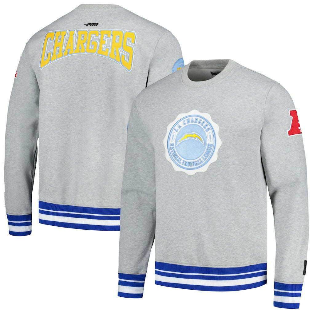 Los Angeles Chargers Pro Standard Crest Emblem Pullover Sweatshirt Heather Gray