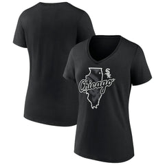 Chicago White Sox Women's Hometown Sox State V-Neck T-Shirt - Black - MLB Discount