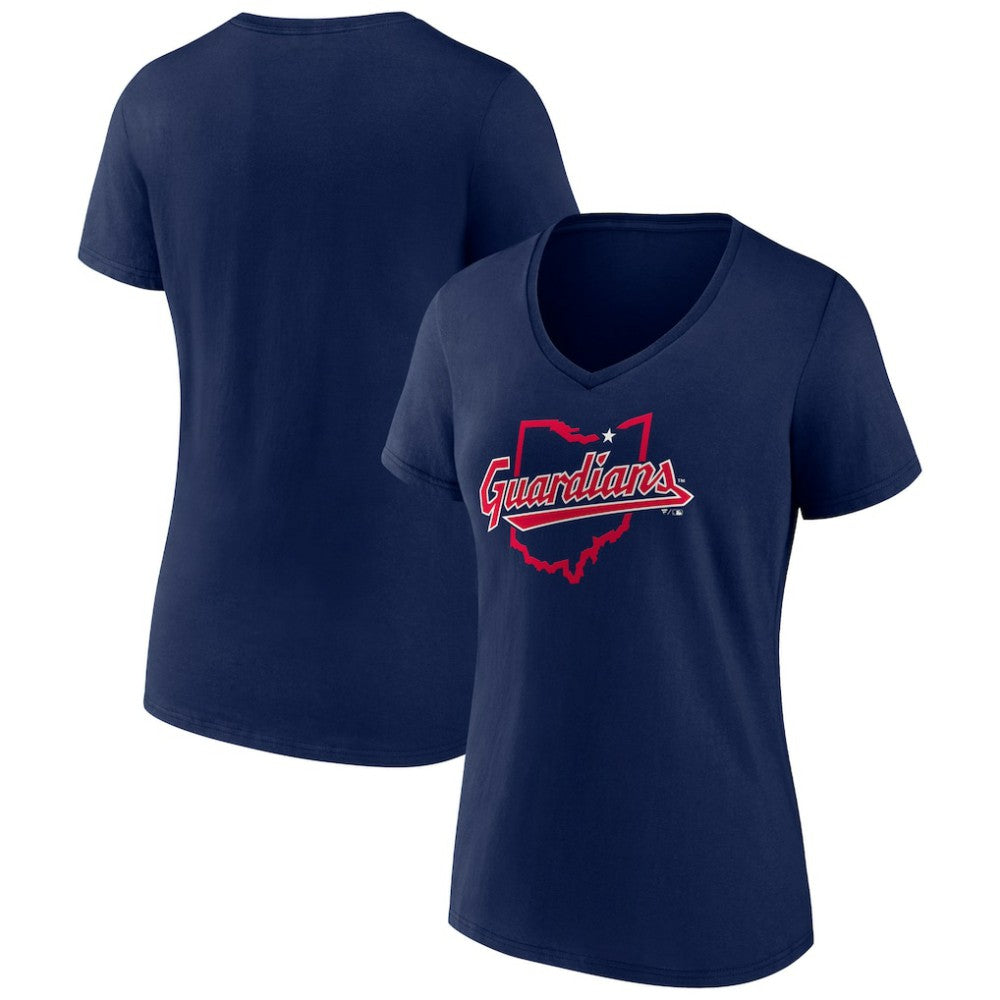 Cleveland Guardians Women's Hometown State Guard V-Neck T-Shirt - Navy - MLB on Sale